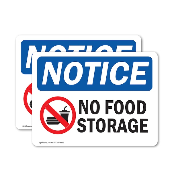 Signmission No Food Storage Sign With Symbol, 7 in W x Rectangle, Vinyl Decal OS-2PACK-NS-D-57-L-14624 - main